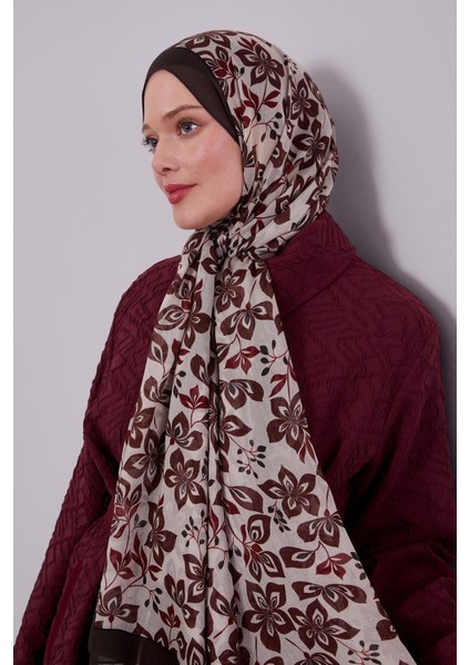 Acı Kahve Çiçek Desenli Vivian Şal modelleri