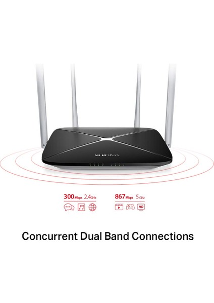 Tp-Lınk Mercusys AC12 AC1200 867MBPS/5GHZ/300MBPS/2.4GHZ Dual Band Kablosuz Router