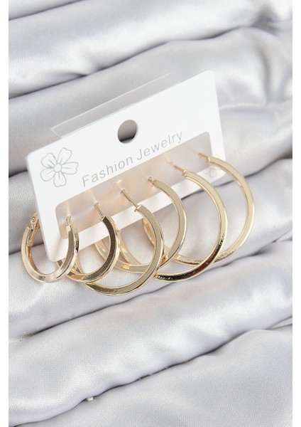 Pirinç Halka Model Gold Renk Kadın Set Küpe - TJ-BKP11039