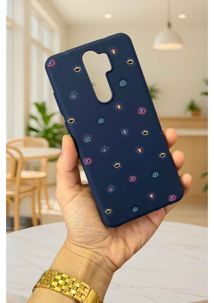 Xiaomi Redmi Note 8 Pro Mini Evıl Eye Desenli Silikon Darbe Emici Klasik Korumalı Rubber Kılıf