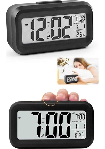 Dijital Masa Saati Termometre Takvim LED Ekran Pilli Ev Ofis Masası - A677H151-M05677 fırsatları
