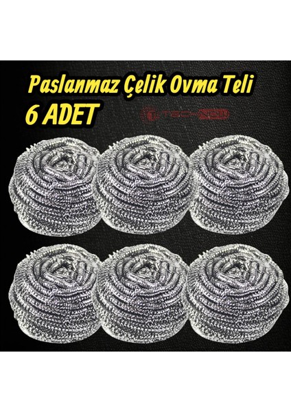 %100 Paslanmaz Çelik Sürtme Bulaşık Ovma Teli 6 Adet