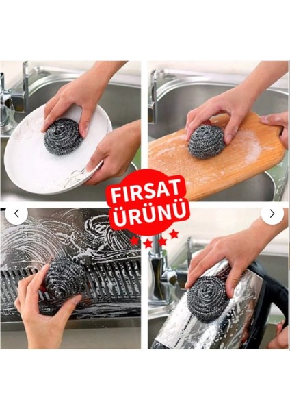 %100 Paslanmaz Çelik Sürtme Bulaşık Ovma Teli 6 Adet modelleri