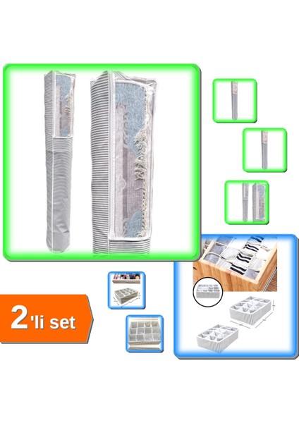 Pencereli Halı Hurcu 4 M2 + 12 Bölmeli Pratik Organizer - 2li Set DEF789