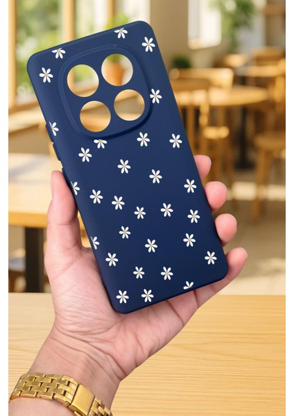 Xiaomi Redmi Note 14 Pro 5g Mini Papatya Desenli Silikon Darbe Emici Klasik Korumalı Rubber Kılıf