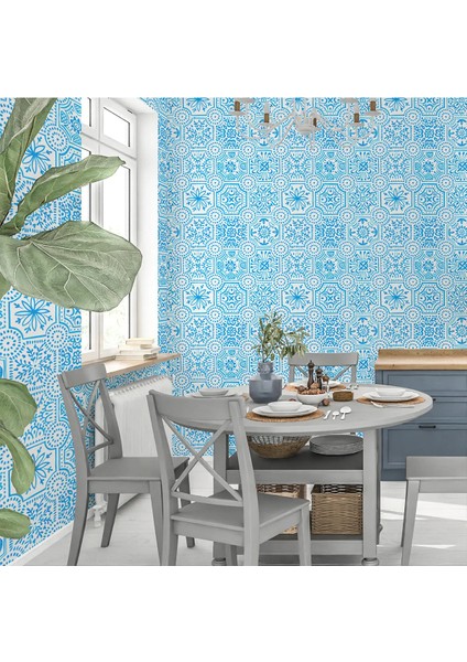 Mavi Çini Desenli Duvar Kağıdı -Isı ve Ses Yalıtımı Yırtılmaz fiyatları