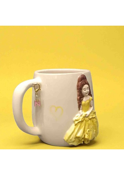 3D Kabartmalı Charm Hediyeli El Yapımı Seramik Prenses Kupa Bardak Hediye Paketi Yapılır fırsatları