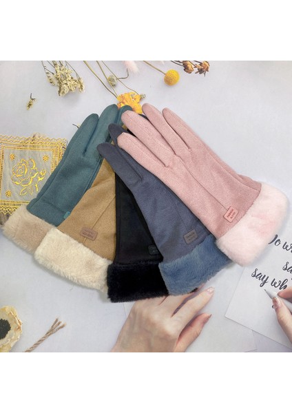 Kadın Dokunmatik Ekstra Kürk Isıtmalı Nubuk Eldiven (Yurt Dışından) fiyatları