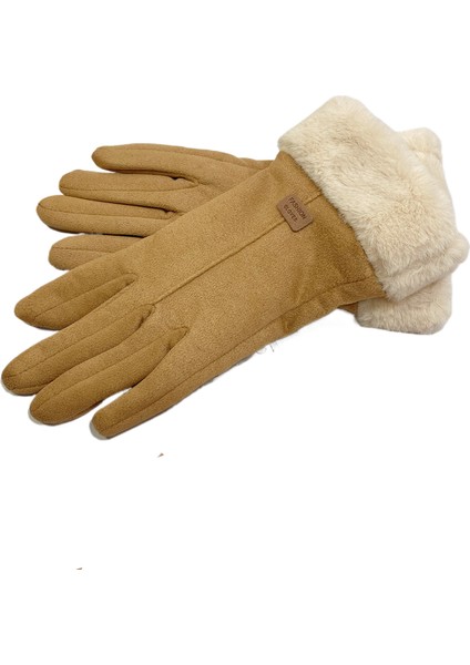 Kadın Dokunmatik Ekstra Kürk Isıtmalı Nubuk Eldiven (Yurt Dışından)