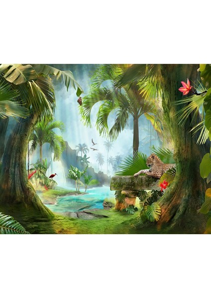 Tropik Hayvanlar Desenli Isı ve Ses Yalıtımlı Sağlıklı Tekstil Duvar Kağıdı modelleri