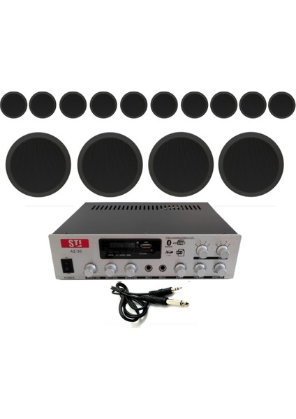 14 Tavan Hoparlörlü 100V Anfi Ses Sistemi | Kafe Mağaza Ofis Müzik Seti