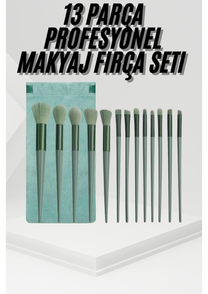 13 Parça Taşınabilir Kılıflı Profesyonel Makyaj Fırça Seti Pudra Allık Fond - T716G640-Z63