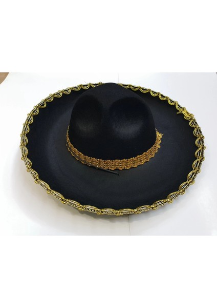 Altın Renk Şeritli Meksika Mariachi Latin Şapkası 55 cm Çocuk modelleri