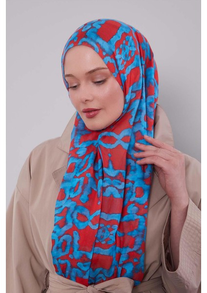 Turkuaz Leopar Desen Vivian Şal