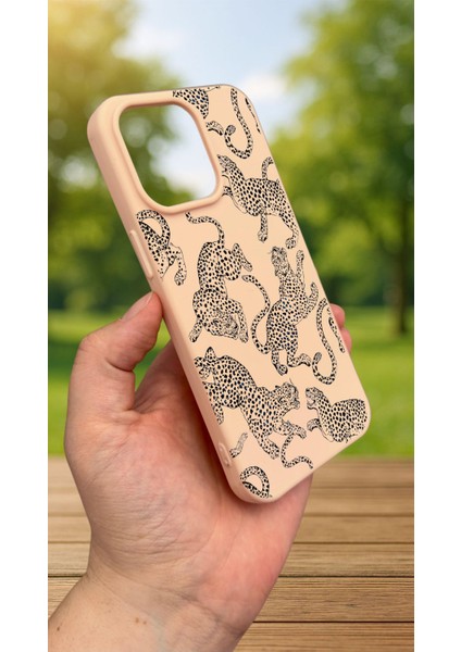 iPhone 15 Pro Max - Leopar Desenli Silikon Darbe Emici Klasik Korumalı Rubber Kılıf modelleri