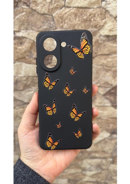 Redmi A5 Uyumlu Turuncu Kelebek Desenli Silikon Darbe Emici Klasik Korumalı Rubber Kılıf fiyatları