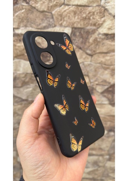 Redmi A5 Uyumlu Turuncu Kelebek Desenli Silikon Darbe Emici Klasik Korumalı Rubber Kılıf modelleri