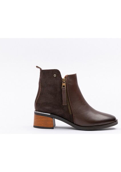 Kadın Fantazi Bot Kahve Deri ve Süet Küçük Toka Detaylı modelleri