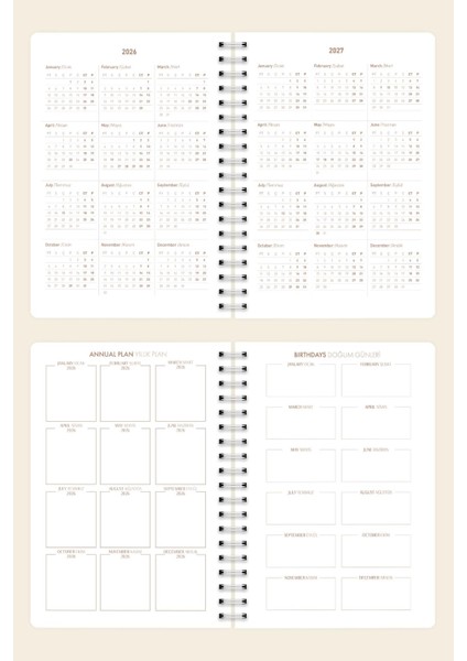 2026 Haftalık Ajanda Spiralli A5 12 Aylık Zebra