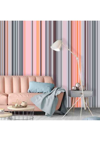 3 Boyutlu Geometrik Çizgiler Desenli Silinebilir Tekstil Duvar Kağıdı