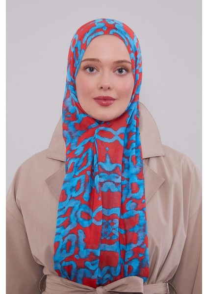 Turkuaz Leopar Desen Vivian Şal modelleri