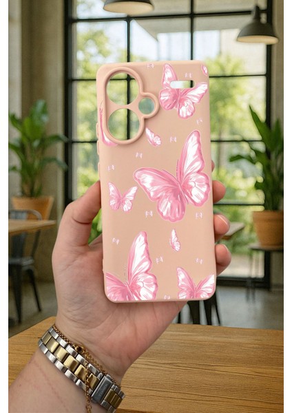 Redmi Note 13 Pro Plus Pembe Kelebek Desenli Silikon Darbe Emici Klasik Korumalı Rubber Kılıf fiyatları