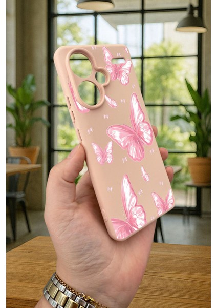 Redmi Note 13 Pro Plus Pembe Kelebek Desenli Silikon Darbe Emici Klasik Korumalı Rubber Kılıf modelleri