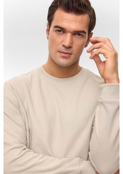 O Yaka Selanik Ekru Erkek Sweatshirt SW2013700013 modelleri