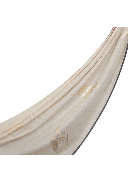 Varak Yaprak Desenli Yün Ipek Şal