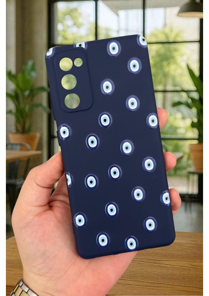 Samsung Galaxy S20 Fe - Nazar Boncuk Desenli Silikon Darbe Emici Klasik Korumalı Rubber Kılıf