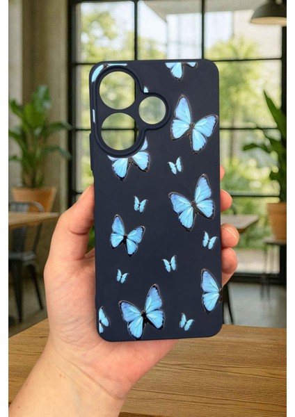 Xiaomi Redmi 13 4g Mavi Kelebek Desenli Silikon Darbe Emici Klasik Korumalı Rubber Kılıf fiyatları