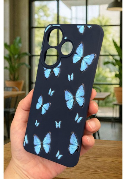 Xiaomi Redmi 13 4g Mavi Kelebek Desenli Silikon Darbe Emici Klasik Korumalı Rubber Kılıf modelleri