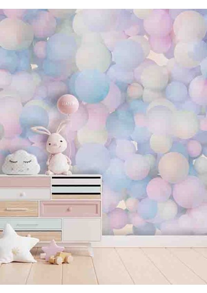 Makaron Balonlar Desenli Isı ve Ses Yalıtımlı Tekstil Duvar Kağıdı