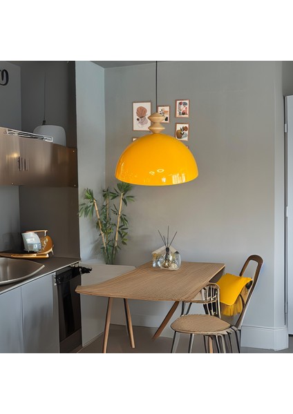 Linate Sarı Q Kafa Başlık Avize Tekli Sarkıt Salon Kuaför Dekoratif Aydınlatma