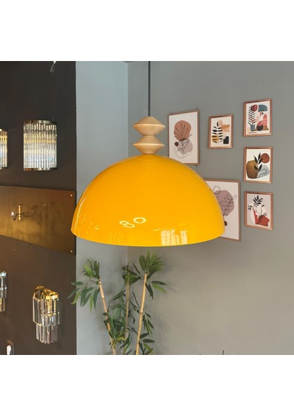 Linate Sarı Q Kafa Başlık Avize Tekli Sarkıt Salon Kuaför Dekoratif Aydınlatma