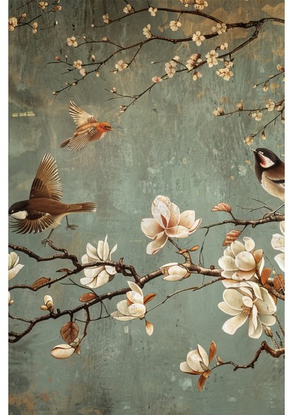 Ilkbahar Çiçekli Tekstil Yırtılmaz Salon Duvar Kağıdı Isı ve Ses Yalıtımlı