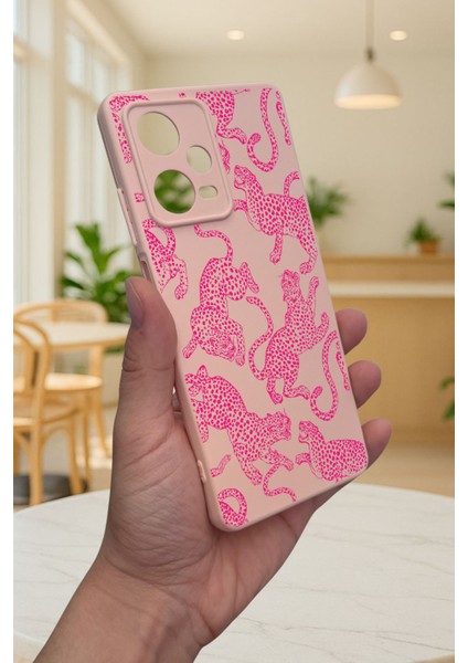 Xiaomi Redmi Note 12 Pro 5g Pembe Leopar Desenli Silikon Darbe Emici Klasik Korumalı Rubber Kılıf modelleri