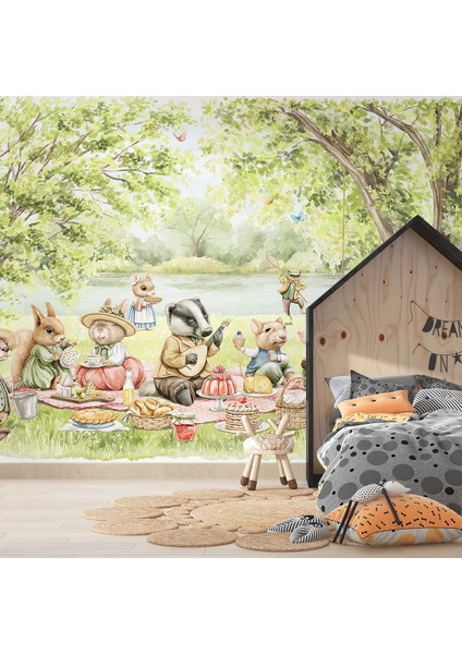 Orman Hayvanları Çocuk Odası Duvar Kağıdı -Isı ve Ses Yalıtımı Yırtılmaz fiyatları