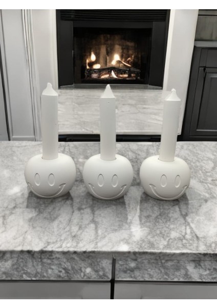 C21 Dekoratif Gülenyüz Mumluk 3lü