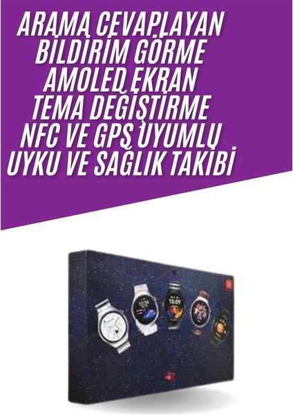 Unısex Yuvarlak Ekranlı 7 Kordonlu Akıllı Saat Gps Destekli Çoklu Kordon Seçen - M330R876-K76