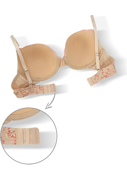 Alba Cotton Baskılı Desteksiz Maksimum Kavrama ve Kusursuz Form- 2742- Ekru Ten