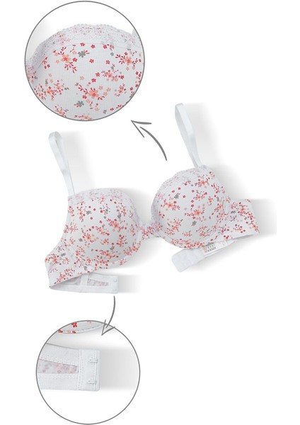 Alba Cotton Baskılı Desteksiz Maksimum Kavrama ve Kusursuz Form- 2742- Ekru Ten