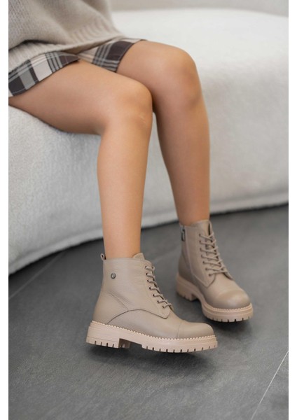 Tormen Bağcıklı Kadın Hakiki Deri Bot Vizon modelleri