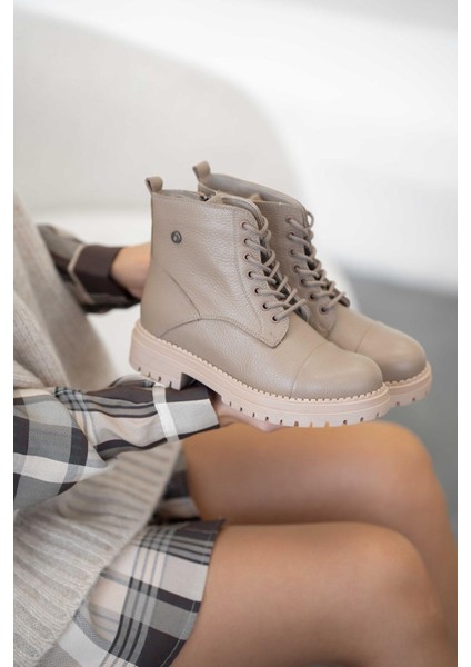 Tormen Bağcıklı Kadın Hakiki Deri Bot Vizon indirimleri