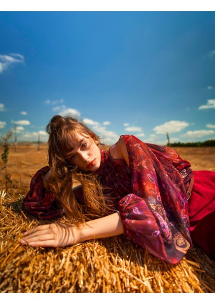 Şal Desenli Omuz Detaylı Bluz modelleri