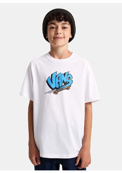 Baskılı Beyaz Erkek Çocuk T-Shirt VN000RDGWHT1-BY Vans Sk8 Ss