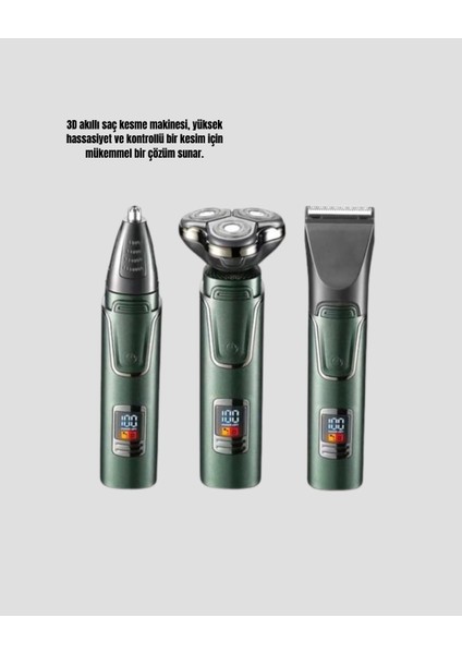 3D Akıllı Kesim Teknolojili Şarjlı Tıraş Seti – 3 Başlıklı Paslanmaz Çel - M599R268-K46 indirimleri