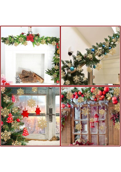 3'lü Yılbaşı Ağacı Simli Kar Tanesi Süs Altın 12 cm fiyatları