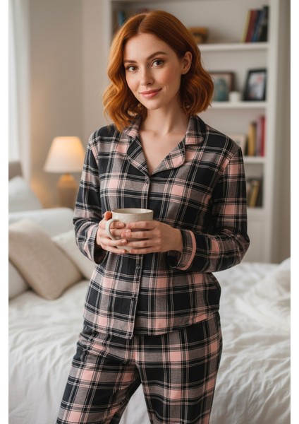 Süet Gömlek Pijama Takımı 7105 Ekoseli Antrasit fiyatları