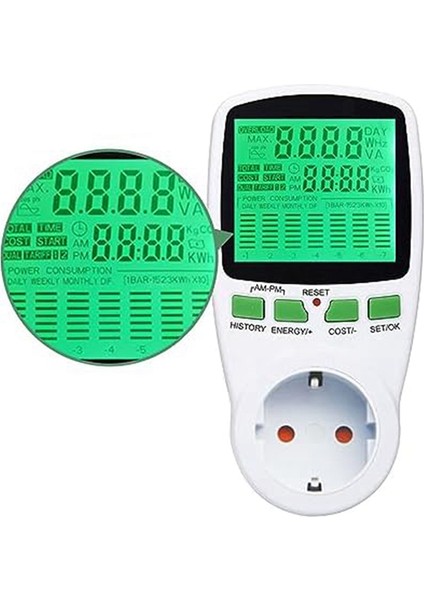Watt Metre Power Metre Fiş Elektrik Kullanım Monitörü, Güneş Sistemi/pv Sistemi Ab Fişi Için LCD Ekranlı Enerji Monitörü (Yurt Dışından) fiyatları